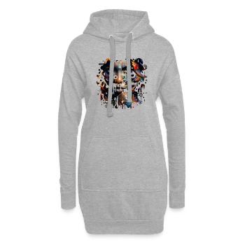 graffiti street art spray ancien pochoir rétro - Sweat-shirt à capuche long Femme - gris chiné - Devant