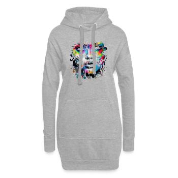graffiti street art spray ancien pochoir rétro - Sweat-shirt à capuche long Femme - gris chiné - Devant