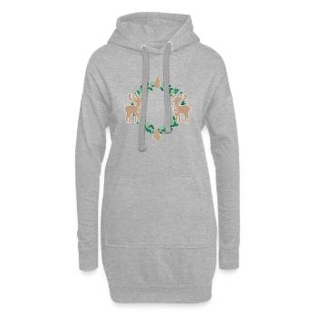 Renne de neige - Sweat-shirt à capuche long Femme - gris chiné - Devant