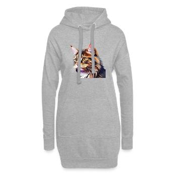 Maine Coon Chaton Chaton Propriétaire Chat Chat - Sweat-shirt à capuche long Femme - gris chiné - Devant
