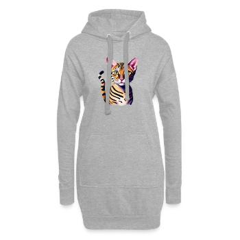 Bengalkatze Katze Katzenbesitzer Kater Kätzchen - Hoodie-Kleid - Grau meliert - Vorne
