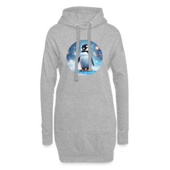 Süßer Pinguin - Hoodie-Kleid - Grau meliert - Vorne