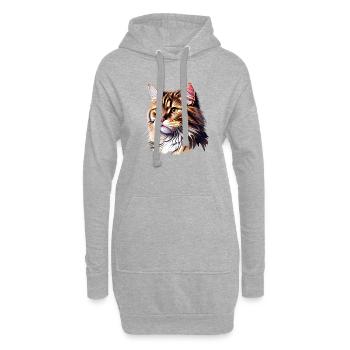 Maine Coon Cat Cat Chaton Chaton Chat Propriétaire - Sweat-shirt à capuche long Femme - gris chiné - Devant