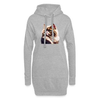 Chat persan, chat de la forêt, chat, chaton, matou - Sweat-shirt à capuche long Femme - gris chiné - Devant