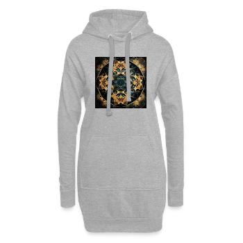 Fraktales Mandala - Hoodie-Kleid - Grau meliert - Vorne