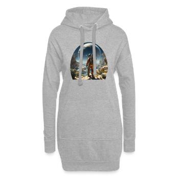 Un astronaute explore des mondes extraterrestres - Sweat-shirt à capuche long Femme - gris chiné - Devant