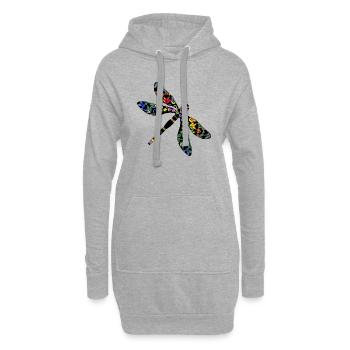 Libellule - Sweat-shirt à capuche long Femme - gris chiné - Devant