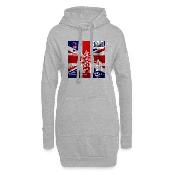 London Fun Postcard Design - Hoodie Dress - heather grey - Front