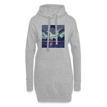 Polarlichter am Nachthimmel - Hoodie-Kleid - Grau meliert - Vorne