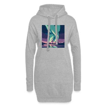 Polarlichter am Sternenhimmel - Hoodie-Kleid - Grau meliert - Vorne