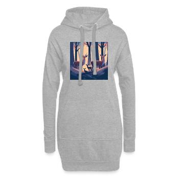 Reh Familie - Hoodie-Kleid - Grau meliert - Vorne