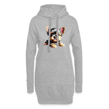 Yorkshire Terrier chiot chien propriétaire de chien - Sweat-shirt à capuche long Femme - gris chiné - Devant