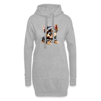 Yorkshire Terrier chiot chien propriétaire de chien - Sweat-shirt à capuche long Femme - gris chiné - Devant