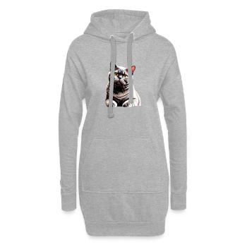 British Shorthair, Chat, Chaton, Chats, Chats, Tomcats, - Sweat-shirt à capuche long Femme - gris chiné - Devant