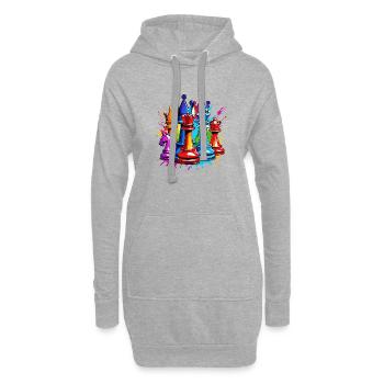 Échecs / Pièces / Stratégie / Casse-tête / Nerd - Sweat-shirt à capuche long Femme - gris chiné - Devant