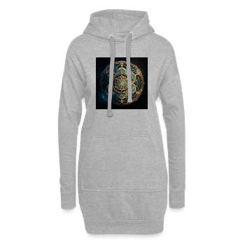 Mandala doré - Sweat-shirt à capuche long Femme - gris chiné - Devant