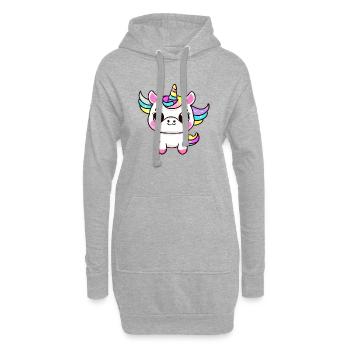 Licorne Créature Mythique Fille Licornes Créatures Mythiques - Sweat-shirt à capuche long Femme - gris chiné - Devant