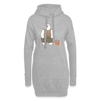 Ours polaire avec un seau de poisson - Sweat-shirt à capuche long Femme - gris chiné - Devant