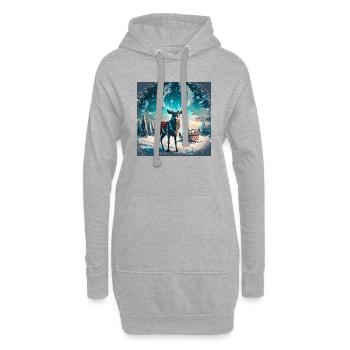 Magisches Rentier - Hoodie-Kleid - Grau meliert - Vorne