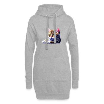 Propriétaire de chat Chat domestique Chat Chat siamois Chaton - Sweat-shirt à capuche long Femme - gris chiné - Devant