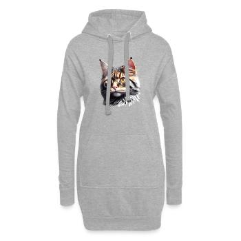 Maine Coon Chaton Chaton Propriétaire Chat Mâle - Sweat-shirt à capuche long Femme - gris chiné - Devant