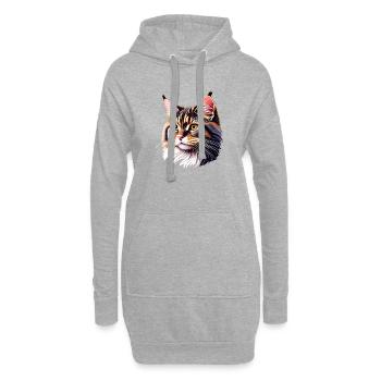 Maine Coon Kitten Chat Mâle Chat Propriétaire de Chat - Sweat-shirt à capuche long Femme - gris chiné - Devant