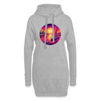 Bitcoin Sunset : un art numérique unique et coloré - Sweat-shirt à capuche long Femme - gris chiné - Devant
