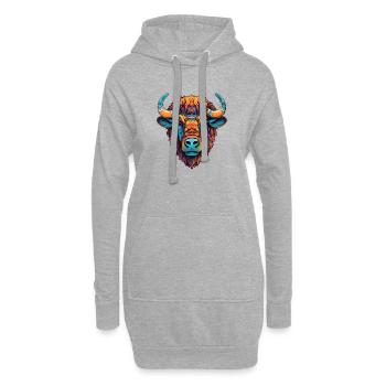 Bisons 1 - Sweat-shirt à capuche long Femme - gris chiné - Devant