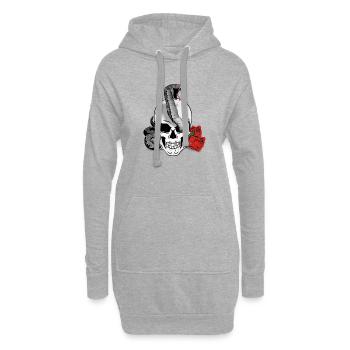 Skull Snake - Totenkopf mit Schlange - Hoodie-Kleid - Grau meliert - Vorne