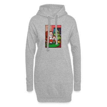Weihnachtsmann mit Kind - Hoodie-Kleid - Grau meliert - Vorne