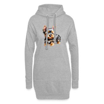 Yorkshire Terrier chiot chien propriétaire de chien - Sweat-shirt à capuche long Femme - gris chiné - Devant