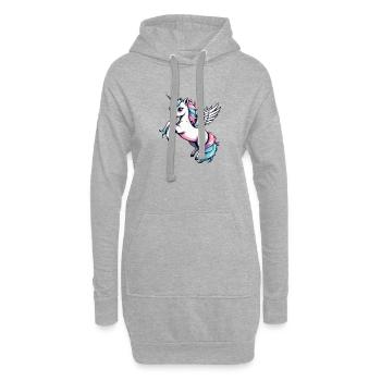Licorne Einhorn Kawaii - Hoodie-Kleid - Grau meliert - Vorne