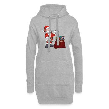 Père Noël avec sac de cadeaux - Sweat-shirt à capuche long Femme - gris chiné - Devant