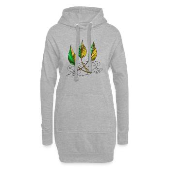 feuilles - Sweat-shirt à capuche long Femme - gris chiné - Devant