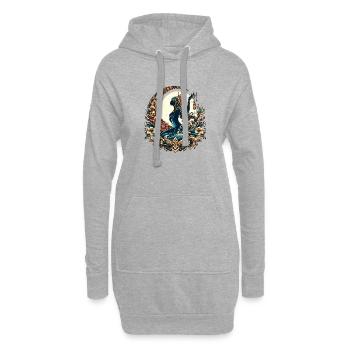 Déesse Vintage avec lune Floral - Sweat-shirt à capuche long Femme - gris chiné - Devant