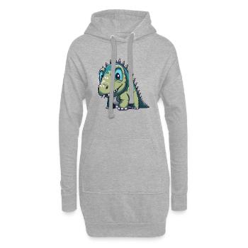 Friendly Dino - Hoodie Dress - heather grey - Front