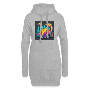 Glücklicher Langhals - Hoodie-Kleid - Grau meliert - Vorne