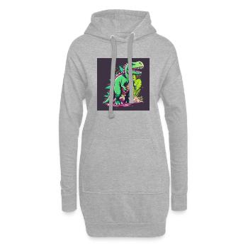 T-Rex en colère - Sweat-shirt à capuche long Femme - gris chiné - Devant