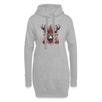 Weihnachts Rentier - Hoodie-Kleid - Grau meliert - Vorne