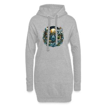 Bärtiger Mann mit Stadt und Bergen - Hoodie-Kleid - Grau meliert - Vorne