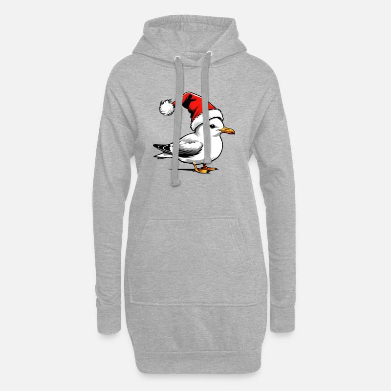Weihnachts-Möwe mit Mütze - Hoodie-Kleid - Grau meliert