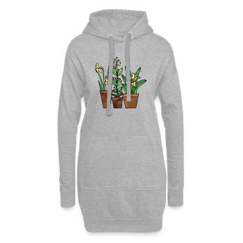 Blumen - Hoodie-Kleid - Grau meliert - Vorne
