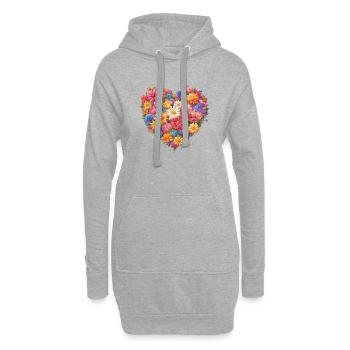 Blumen im Herzen 2 - Hoodie-Kleid - Grau meliert - Vorne