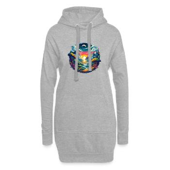 Illustration numérique de paysage fantaisie circulaire - Sweat-shirt à capuche long Femme - gris chiné - Devant