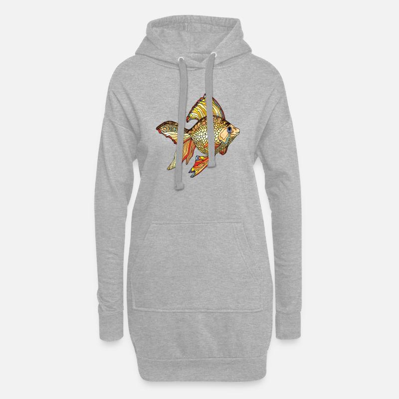 Fisch - Hoodie-Kleid - Grau meliert