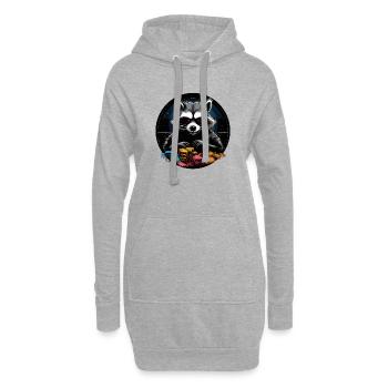Waschbär Poker ALL IN - Hoodie-Kleid - Grau meliert - Vorne