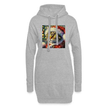 Père Noël tigré dans un style van Gogh - Sweat-shirt à capuche long Femme - gris chiné - Devant