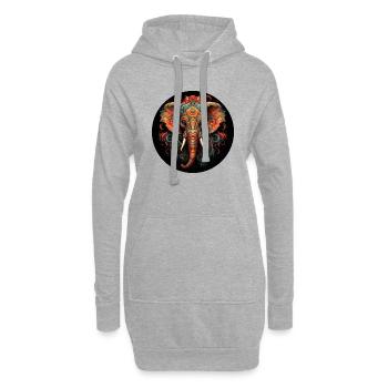 Mandala weiblicher Elefant - Hoodie-Kleid - Grau meliert - Vorne