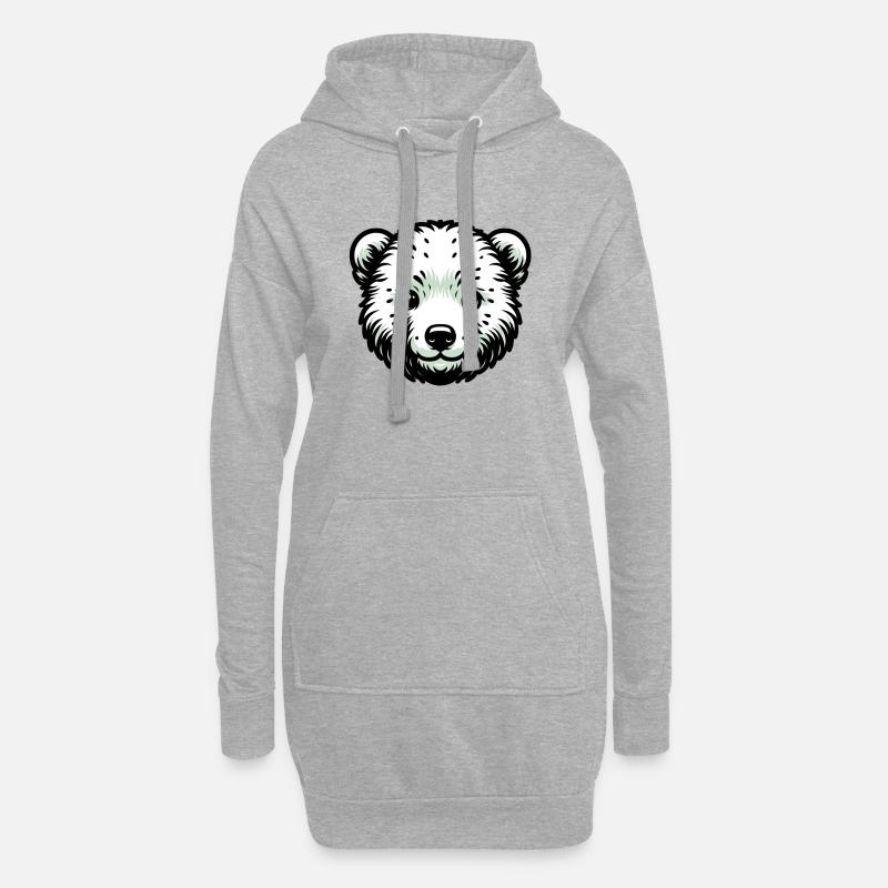 Süße Tierkinder | Eisbär - Hoodie-Kleid - Grau meliert