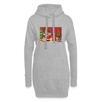 Der Weihnachtsmann wird an Heiligabend erwischt - Hoodie-Kleid - Grau meliert - Vorne